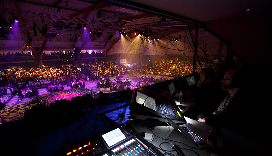 Audio visual sound deck at Central Energy Trust Arena