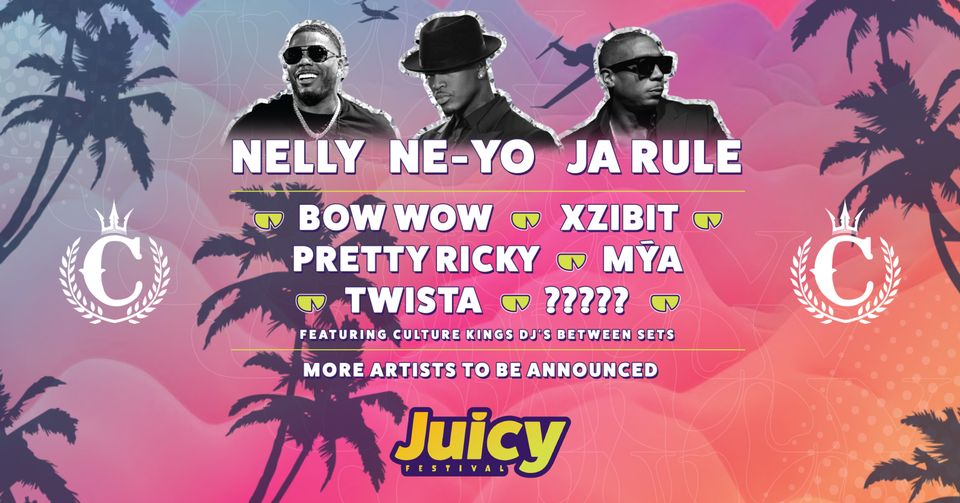 Juicy fest promotional poster showing the featured artists.